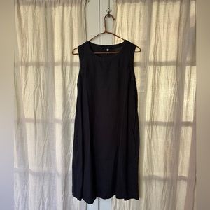 Muji black linen sleeveless dress